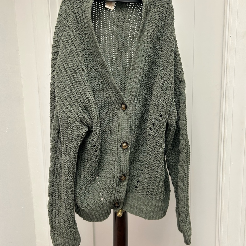 Elegant Charcoal Knit Cardigan